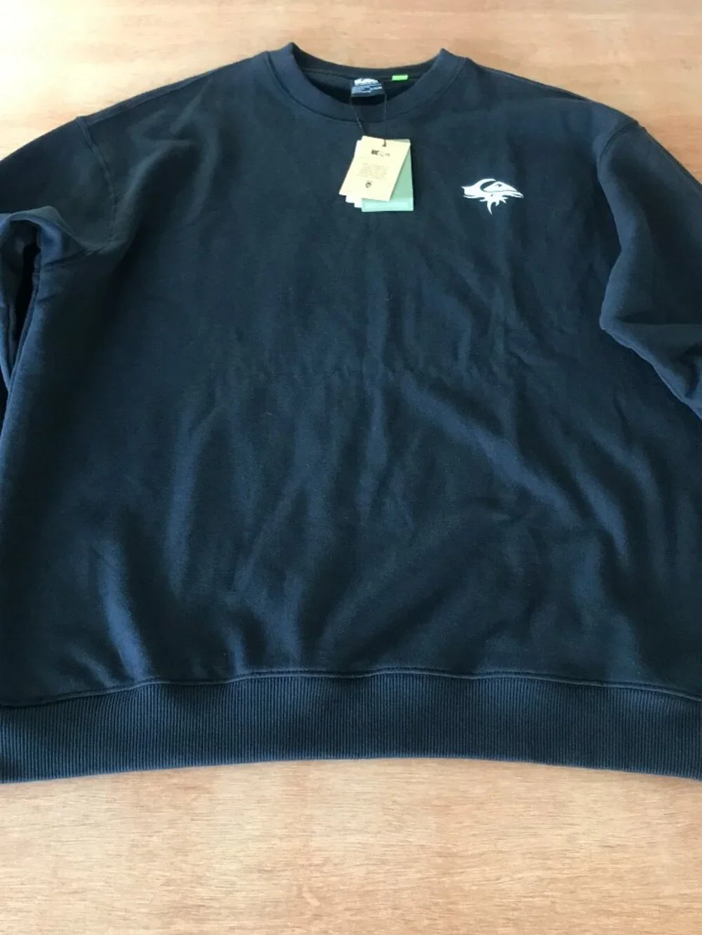 Quicksilver Sweatshirt Men XL Black Crew Neck Graphic Logo Long Sleeve Stretch
